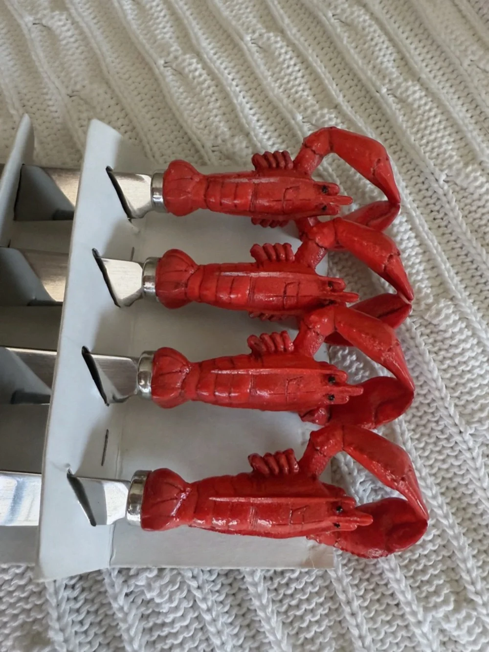 Boston Warehouse Lobster Handle Spreader Knife Set. Stainless Steel. 1999. NWOB